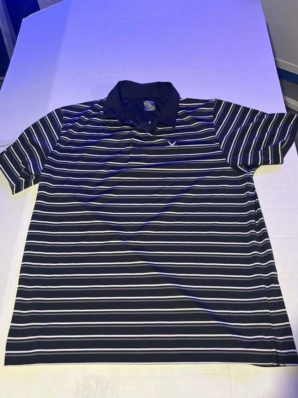 Callaway Opti-Dri Golf Polo Shirt Size XL Black White Gray Striped